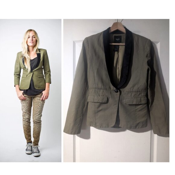 Smythe | Two-Tone Blazer In Olive - Picture 1 of 11